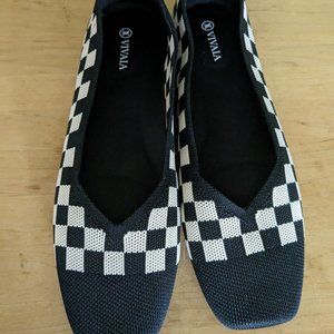VIVAIA Black and White Checkered Flats